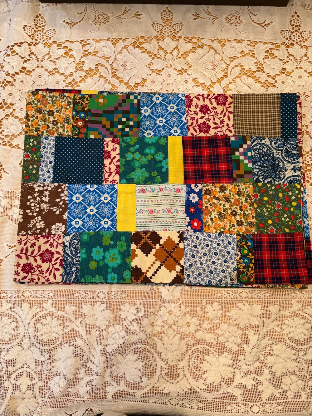 Handmade Patchwork Placemats ♥️ Set of 4 Multicolor Floral & Plaid